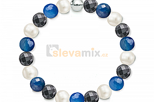 Náramek Gemstone Hematite Pearl z přírodních kamenů a perel Swarovski - achát Jewellis