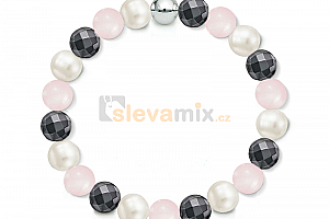 Náramek Gemstone Hematite Pearl z přírodních kamenů a perel Swarovski - růženín Jewellis