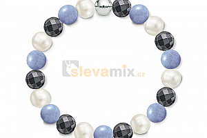 Náramek Gemstone Hematite Pearl z přírodních kamenů a perel Swarovski - modrý křemen Jewellis