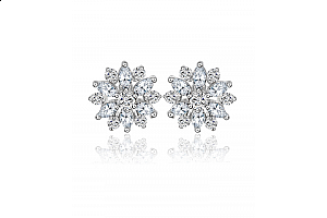 Luxusní naušnice pecky Princess Diamonds ve tvaru květiny se zirkony Ostatní