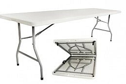 Skládací stůl půlený 240 cm, bílý, P2466