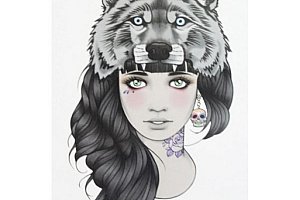 Tetování Girl with wolf