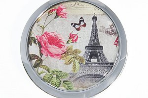 Kapesní kulaté zrcátko Paris Summer kovové růže
