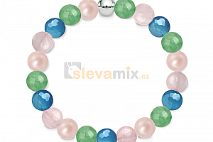 Náramek Gemstone Pearl z přírodních kamenů a perel Swarovski - růženín, avanturín a achát Jewellis