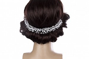 Svatební ozdoba do vlasů - čelenka Diamond crystal krystalky a perly do vlasů