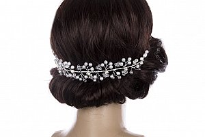 Svatební ozdoba do vlasů - čelenka krystalky a perly do vlasů