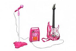Dětská rocková elektrická kytara na baterie + zesilovač a mikrofon, 4709
