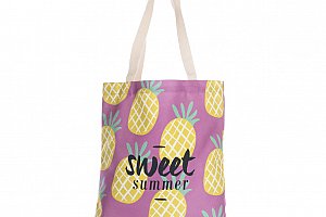 Fashion Icon Módní textilní taška Sweet summer ananas pejsky bavlněná