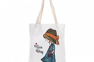 Fashion Icon Módní textilní taška Nice Day holčička bavlněná