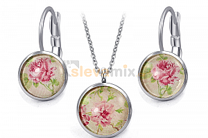 Ocelový set Glassy s motivem - retro s květy Jewellis