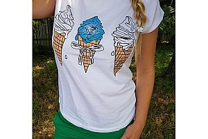 Bílé tričko s potiskem Ice Cream