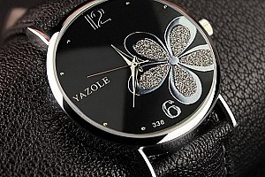 Dámské hodinky s motivem květiny - černá a poštovné ZDARMA!