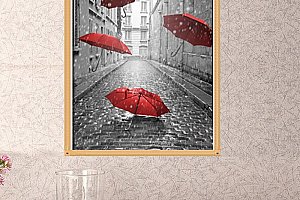 DIY obraz s červeným deštníkem - 3 varianty a poštovné ZDARMA!