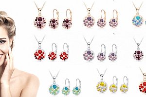 Okouzlující set náušnic a náhrdelníku v pastelových barvách s rakouskými zářivými krystaly.