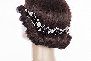 Fashion Icon Svatební ozdoba do vlasů - čelenka Wedding day větvička s perly a krystalky