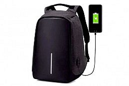Bezpečnostní batoh s USB nabíječkou, černý