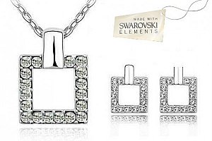 Šperky Swarovski Elements Square - krásný set náušnic, přívěsku i řetízku!