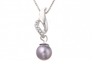 Ziskoun řetízek s přívěskem perly a zirkony PN00002 Barva: Stříbrná