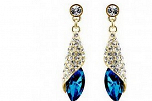 Ziskoun náušnice Long Drop Earrings- gold CE000038 Barva: Modrá