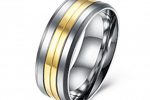 Prsten z chirurgické oceli Coloro- stříbrnozlatý SR000017 Velikost: 8