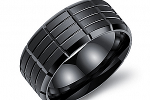 Pánský prsten z chirurgické oceli- černý Army SR000020 Velikost: 7