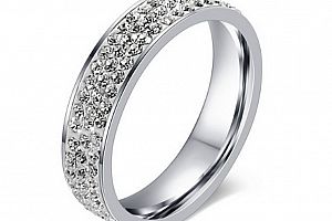 Dámský prsten z chirurgické oceli se zirkony- stříbrná elegance SR000021 Velikost: 10