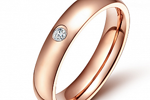 Dámský prsten z chirurgické oceli se zirkonem v imitaci diamantu- bronzový SR000024 Velikost: 7