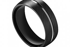 Prsten z broušené chirurgické oceli Line- černý SR000026 Velikost: 9