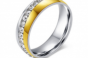 Dámsky prsten Coloro z chirurgické oceli se zirkony- stříbrnozlaté provedení SR000028 Velikost: 6