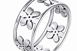 Dámský prsten z chirurgické oceli s květinami- stříbrný SR000033 Velikost: 8