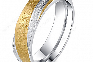 Zlato-stříbrný prsten z pískované chirurgické oceli- Twisted SR000039 Velikost: 7