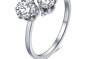 Stříbrný, netradiční prsten z chirurgické oceli a 2. zirkony SR000042 Velikost: 8