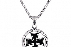 Stříbrný náhrdelník s přívěskem z chirurgické oceli- Maltézský kříž PN0000135