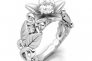 Dámský prsten z motivem růže z rhodiované bižuterie SR000051 Velikost: 10