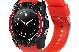 Chytré hodinky V8 s kamerou a slotem na sim kartu- 4 barvy SMW00026 Barva: Červená