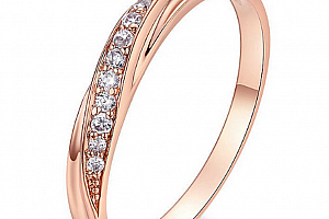 Decentní bronzový prsten se zirkony z rhodiované bižuterie SR000061 Velikost: 6,5