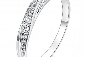 Decentní stříbrný prsten se zirkony z rhodiované bižuterie SR000062 Velikost: 8