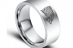 Stříbrný prsten z chirurgické oceli se Stark house z Games of Thrones-Hra o trůny SR000065 Velikost: 7