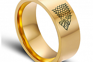 Zlatý prsten z chirurgické oceli se Stark house z Games of Thrones-Hra o trůny SR000066 Velikost: 7