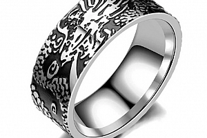Prsten z chirurgické oceli Dark Devil- stříbrnočerný SR000069 Velikost: 7