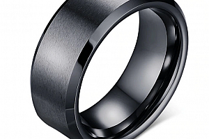 Prsten z broušené chirurgické oceli černý SR000072 Velikost: 7