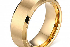 Prsten z broušené chirurgické oceli zlatý SR000073 Velikost: 6