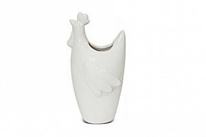 Krásná dekorační keramická velikonoční váza ve tvaru kuřete v bílé barvě.