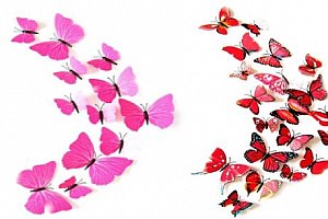 Dekorační 3D motýlci - originální samolepící dekorace na zeď - bytový doplněk, který ozvláštní pokoj