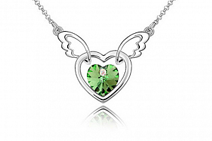 Ziskoun řetízek s přívěskem létajícího srdce PN00005 Barva: Zelená