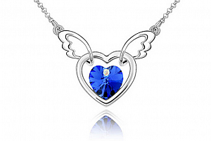 Ziskoun řetízek s přívěskem létajícího srdce PN00005 Barva: Modrá