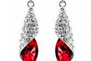 Ziskoun náušnice Long Drop Earrings- silver CE000037 Barva: Červená