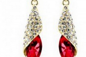 Ziskoun náušnice Long Drop Earrings- gold CE000038 Barva: Červená