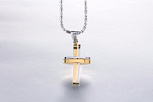 Ziskoun řetízek s přívěskem kříže v černo stříbrném provedení z chirurgické oceli PN000106 Barva: Zlatá