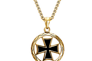 Zlatý náhrdelník z chirurgické oceli- Maltézský kříž PN0000136